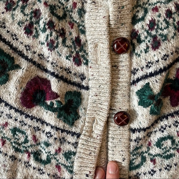 90s Y2K granny chic cottage core Northern Reflections fair isle cardigan Pansy - Picture 12 of 14